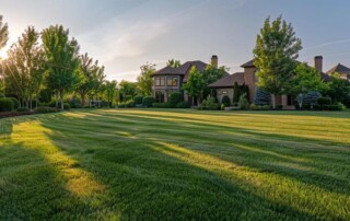 a vibrant, lush green lawn beautifully maintained by the experts at by the blade in lenexa.